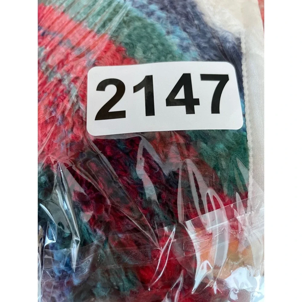 Talbots‎ Womens Pullover XL Sherpa Fleece Multicolor Plaid Shawl Zip